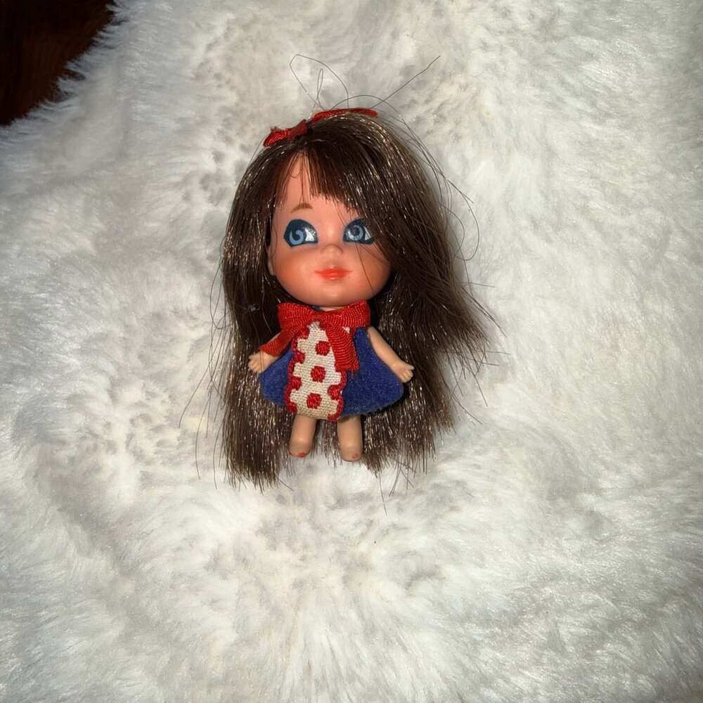 Vintage Mattel Liddle Kiddle Liz Kiddle 2" Doll Brown Hair Blue Eyes 1960's